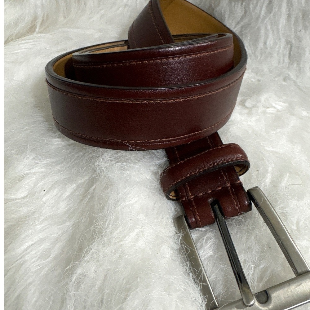 Leather Belt Mens 39-42 Classic Brown Genuine Handcrafted Silver Buckle